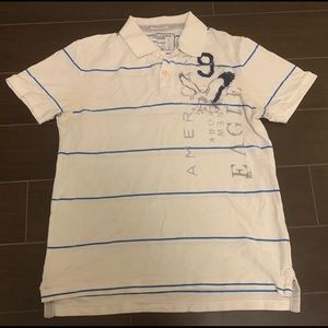 American Eagle Men Vintage Fit L White Polo Shirt